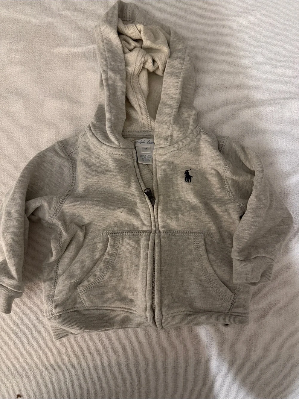 Ralph Lauren Kids Hooded Zip Sweatshirt in Light Gray